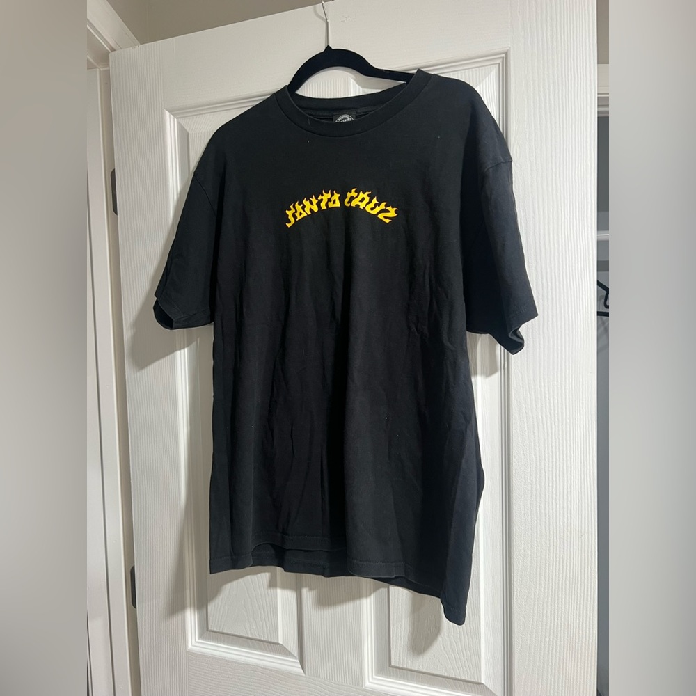 Santa Cruz Skateboards Black Tee with Yellow Logo